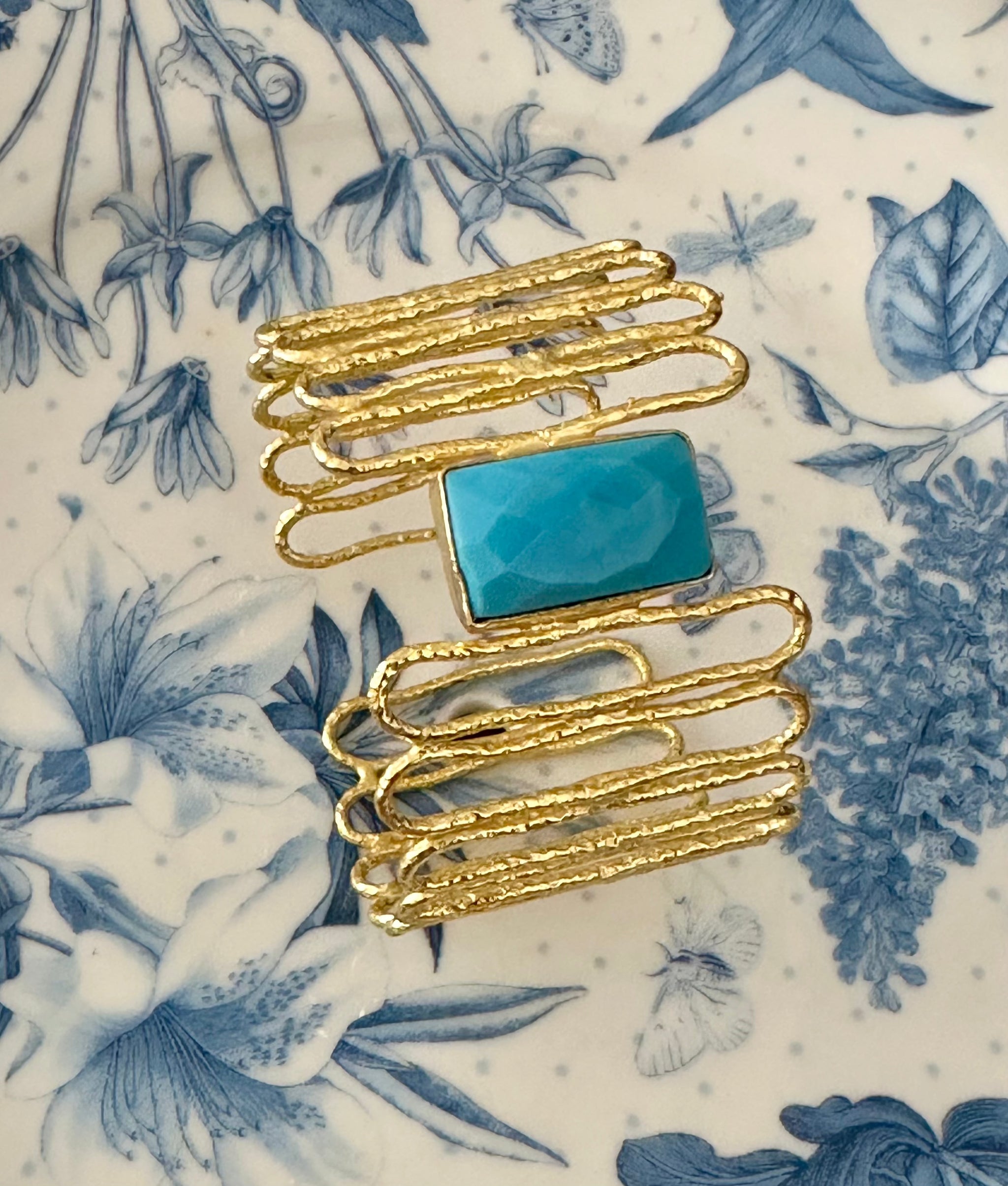 Sabyavi Bracelet Blue Onyx Plated Fashion Cuff Bracelet