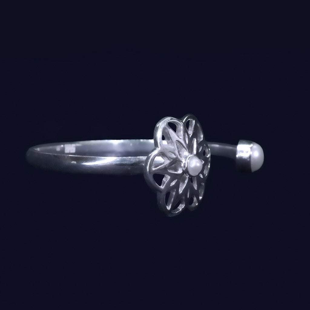 Sabyavi Bracelet Arabesque Floral Pearl Open-Bracelet Sterling Silver