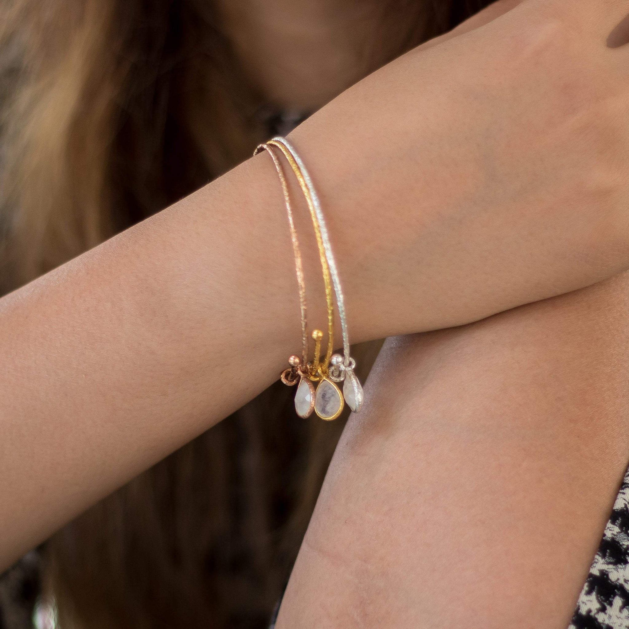 Sabyavi Bracelet Gold Charm Bangle Sterling Silver