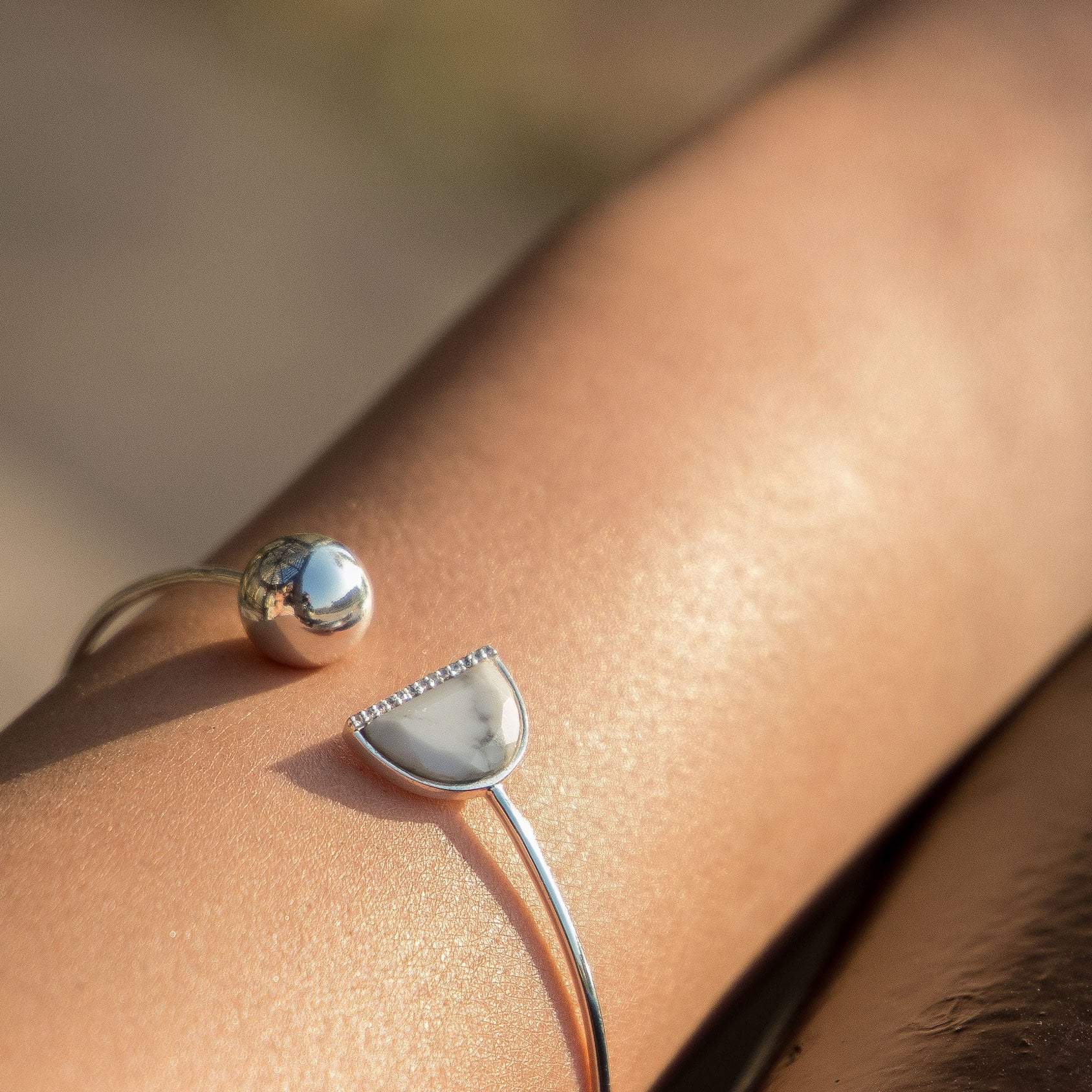 Sabyavi Bracelet Gold Crescent Moon Open Ended Cuff Bracelet Sterling Silver