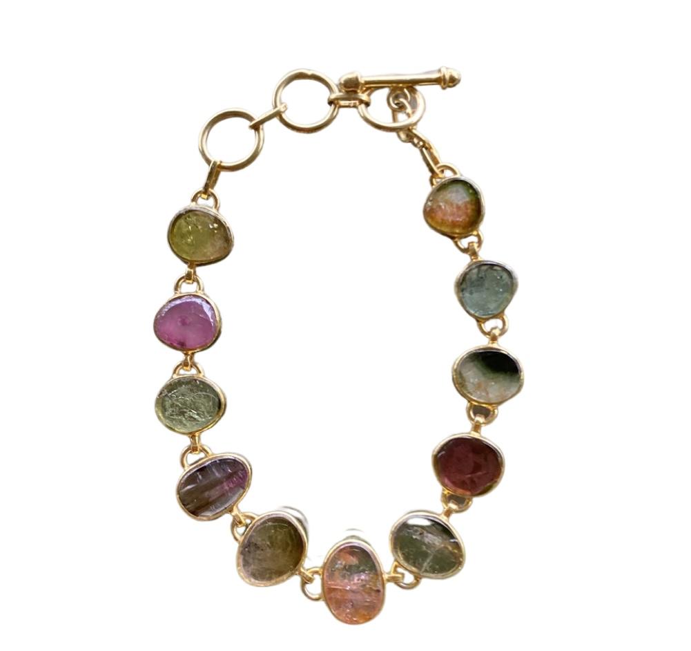 Sabyavi Bracelet Silver Multi-Tourmaline Tennis Bracelet Sterling Silver