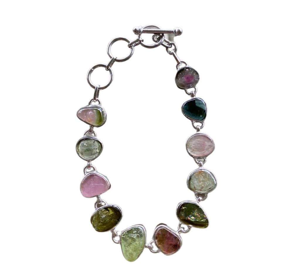 Sabyavi Bracelet Silver Multi-Tourmaline Tennis Bracelet Sterling Silver