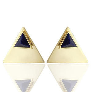 Sabyavi Earrings Gold Triangular Stud Sterling Silver