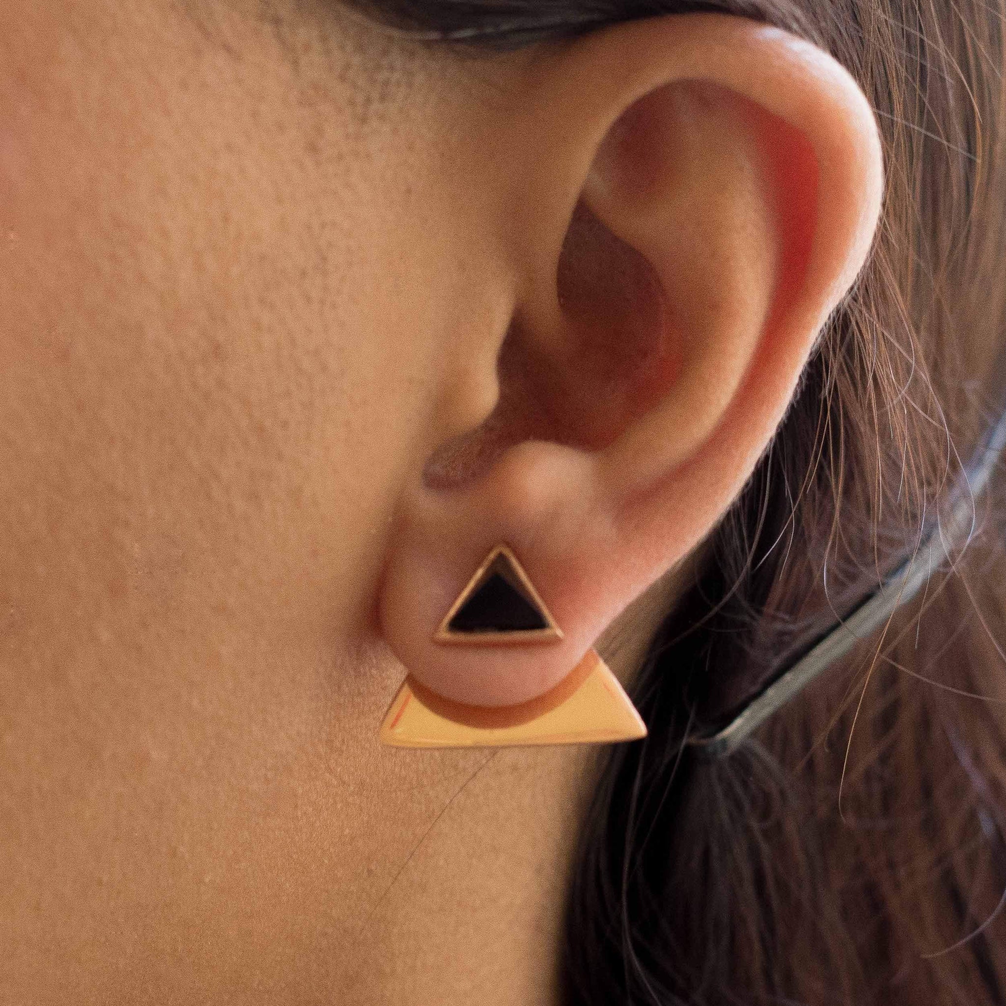 Sabyavi Earrings Gold Triangular Stud Sterling Silver