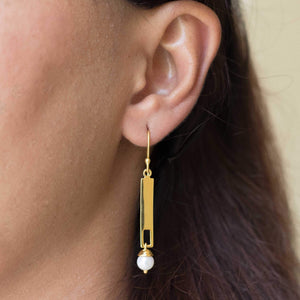 Sabyavi Earrings Gold Vertical Bar Earring Sterling Silver