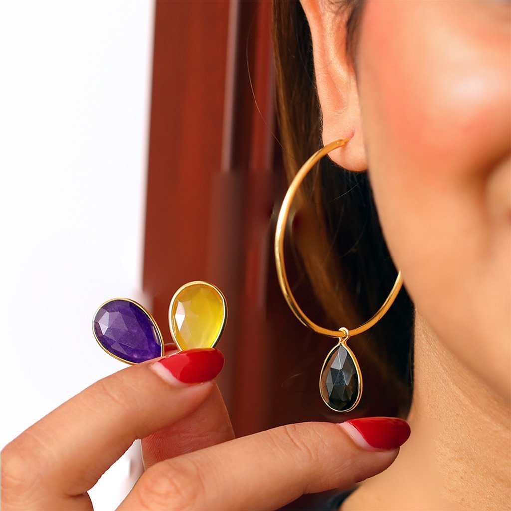 Sabyavi Hoops Hoops with Changeable Stones