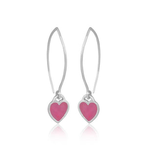 Sabyavi Hoops Silver Pink-Heart Enamelled Hoops Sterling Silver