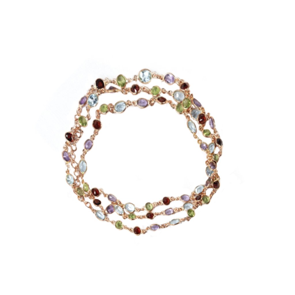 Sabyavi Pendant Silver Multicolored Tourmaline Lariat Sterling Silver
