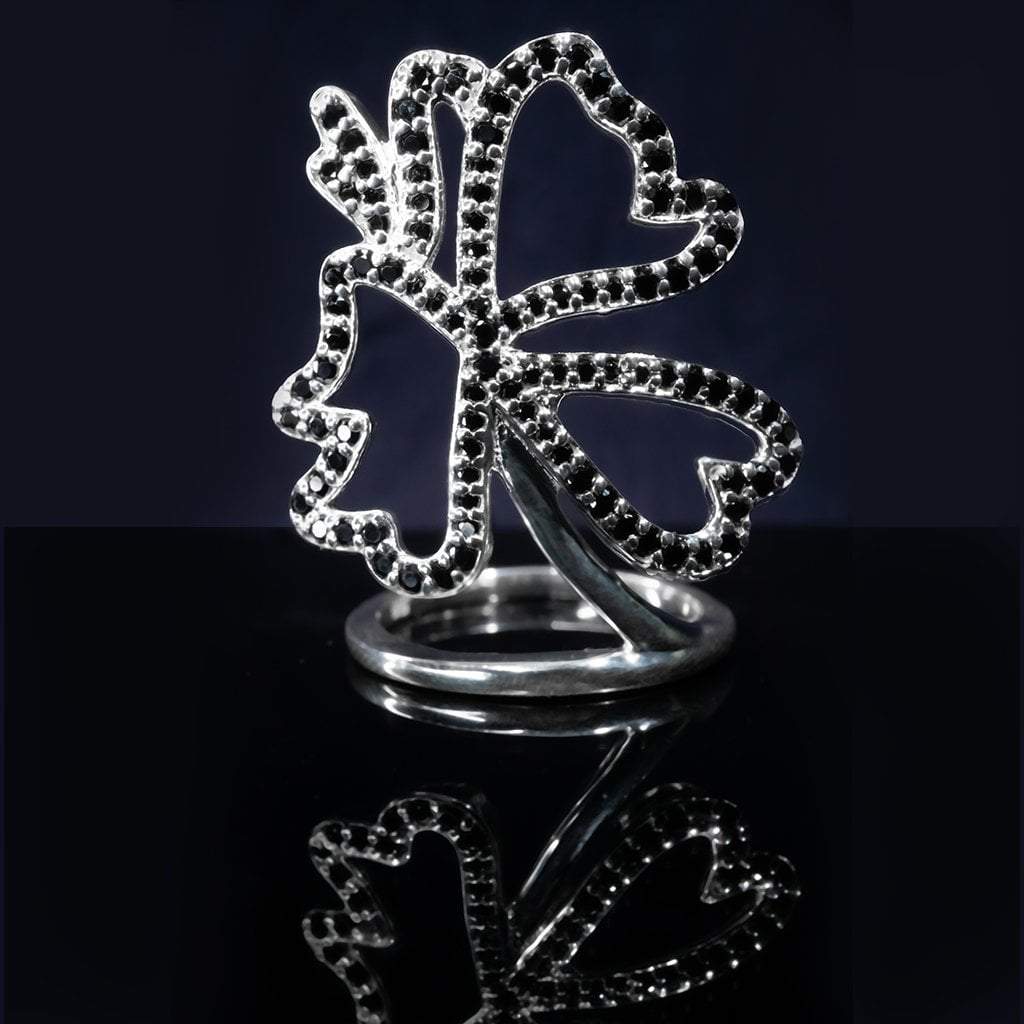 Sabyavi Ring Butterfly Ring in Black Cubic Zirconia Sterling Silver