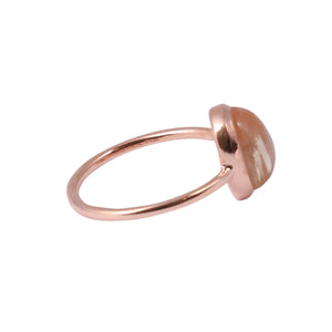 Sabyavi Ring Colorless Quartz Rose Gold Plated Bezel Set Ring Sterling Silver