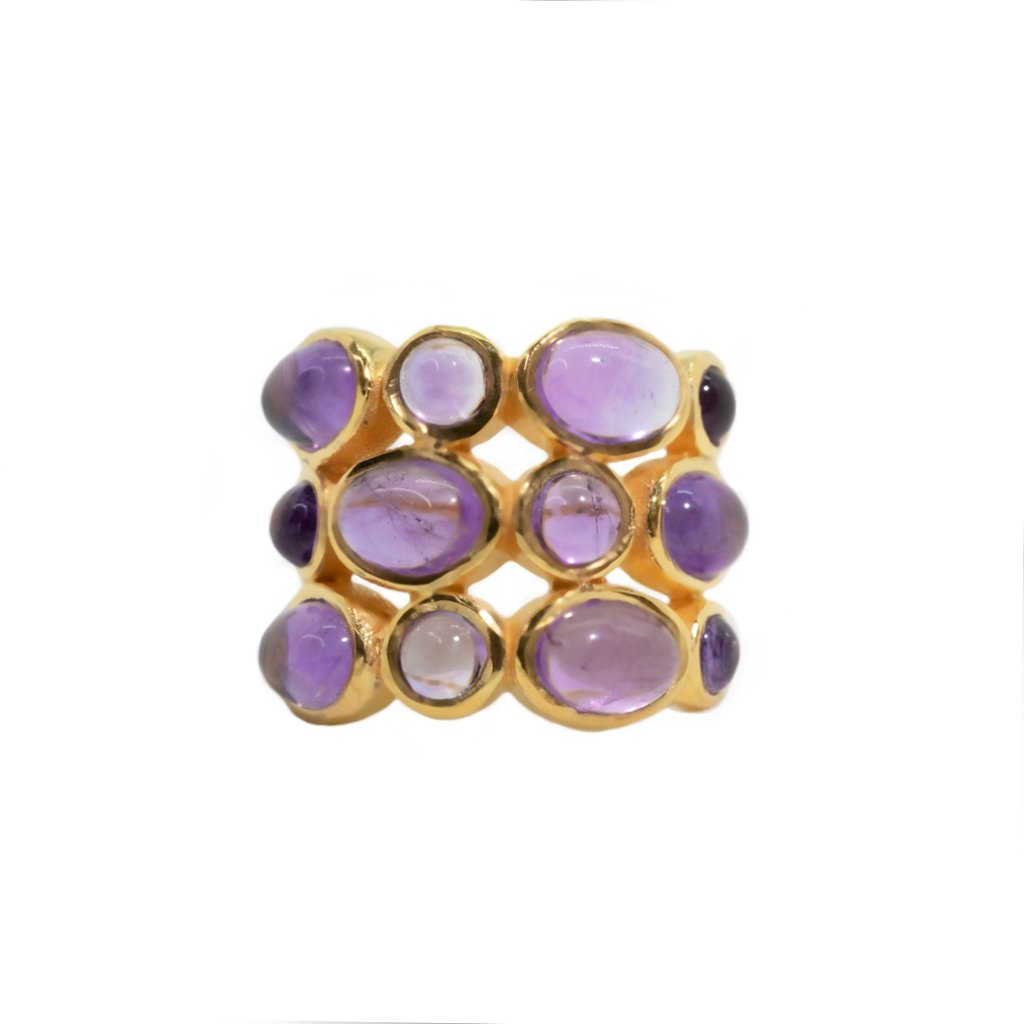Sabyavi Ring Gold Size 7 Amethyst Ring Sterling Silver