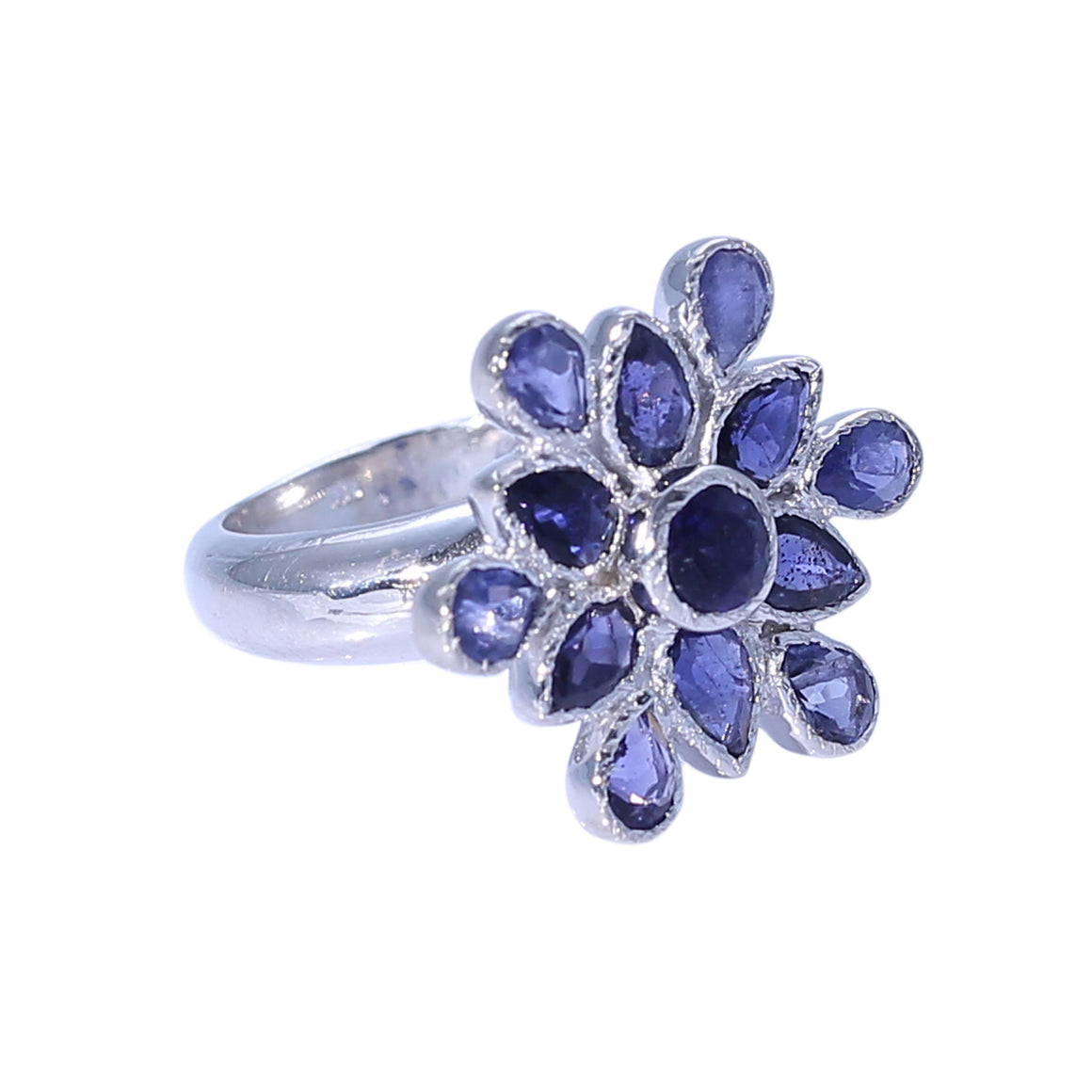 Sabyavi Ring Gold Kyanite Floral Cluster Ring Sterling Silver