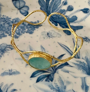 Sabyavi Bracelet Gold Aqua Chalcedony Plated Fashion Cuff Bracelet