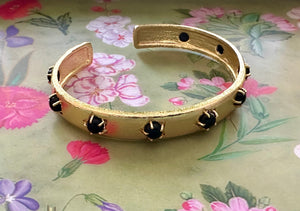 Sabyavi Bracelet Black Onyx Gold Plated Fashion Cuff Bracelet