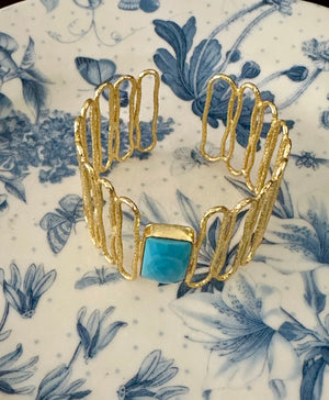 Sabyavi Bracelet Blue Onyx Plated Fashion Cuff Bracelet