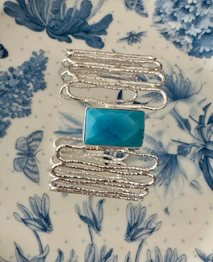 Sabyavi Bracelet Blue Onyx Plated Fashion Cuff Bracelet