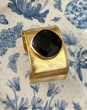 Sabyavi Bracelet Black Onyx Plated Fashion Cuff Bracelet