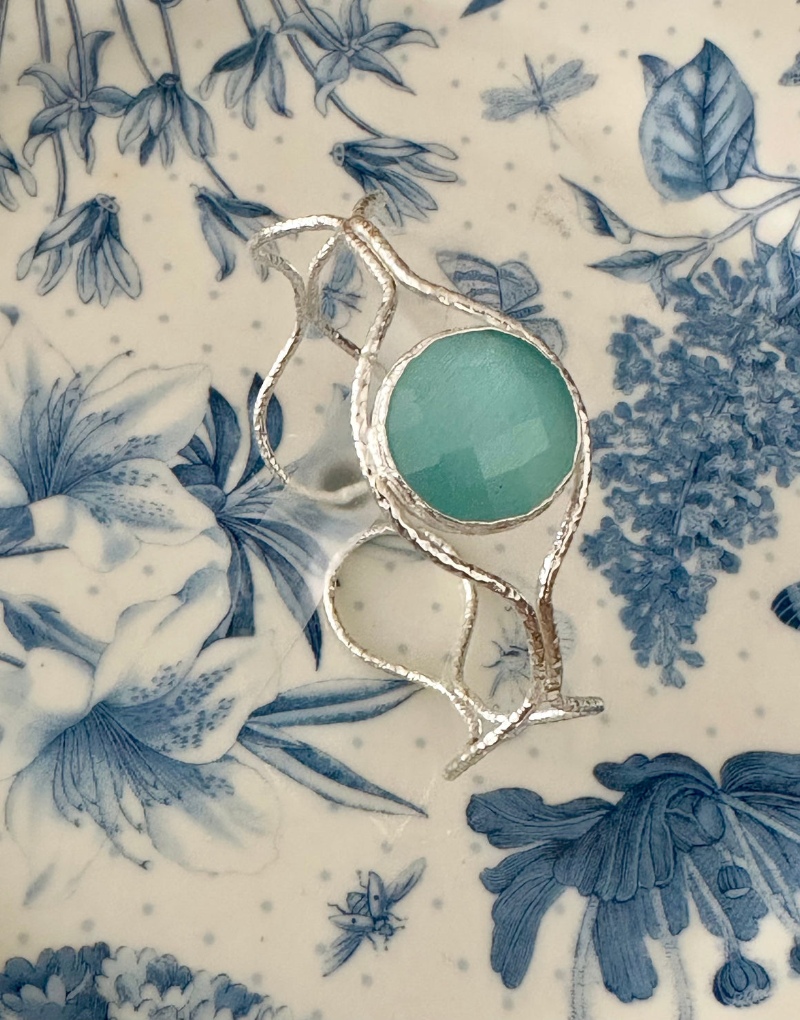 Sabyavi Bracelet Gold Aqua Chalcedony Plated Fashion Cuff Bracelet