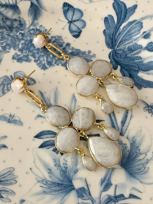 Sabyavi Earrings Gold Chalcedony Fashion Earrings