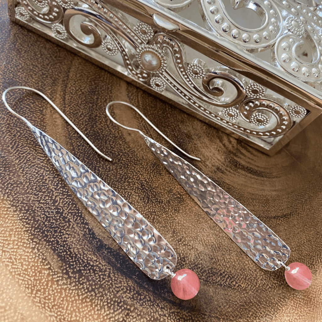 Sabyavi Earrings Rose Quartz Textured  Fashion Earrings