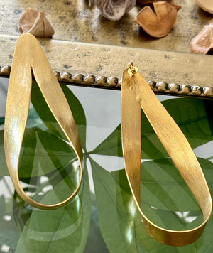 Sabyavi Earrings Silver Satin Effect Ribbon Fashion Hoops