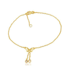 Sabyavi Body Jewellery Gold Butterfly Ankle Chain Sterling Silver