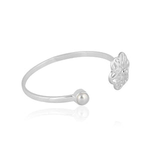 Sabyavi Bracelet Arabesque Floral Pearl Open-Bracelet Sterling Silver