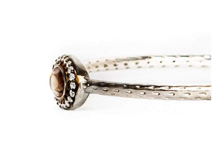 Sabyavi Bracelet Silver Smoky Quartz Zircon set Textured Bangle Sterling Silver