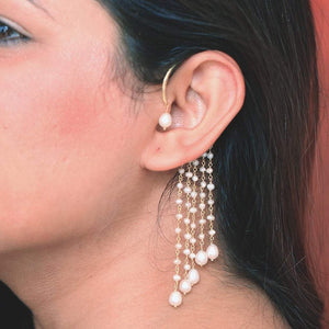 Sabyavi Earrings Behind The Ear Pearl Hoop