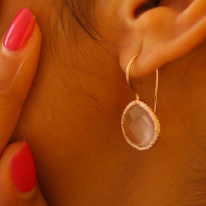 Sabyavi Earrings Silver Moonstone Textured Earrings Sterling Silver