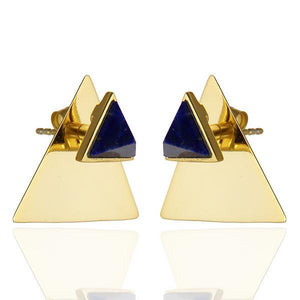 Sabyavi Earrings Gold Triangular Stud Sterling Silver