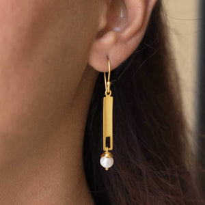 Sabyavi Earrings Gold Vertical Bar Earring Sterling Silver