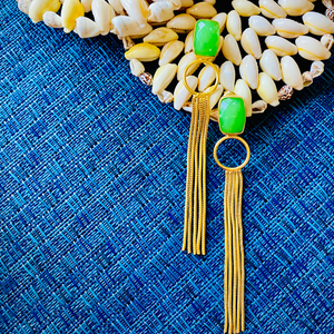 Sabyavi Earrings Green Onyx Snake Chain Chandelier Fashion Earrings
