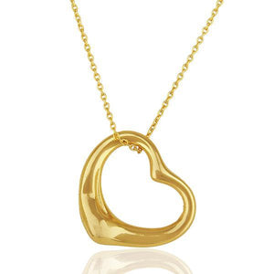 Sabyavi Pendant Gold Open Heart Chain Pendant Sterling Silver