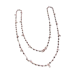 Sabyavi Pendant Rose Gold Pyrite and Cubic Zirconia Lariat Sterling Silver