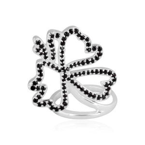 Sabyavi Ring Butterfly Ring in Black Cubic Zirconia Sterling Silver
