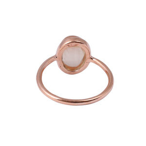 Sabyavi Ring Colorless Quartz Rose Gold Plated Bezel Set Ring Sterling Silver