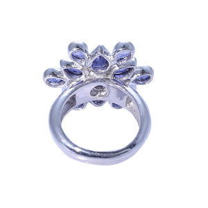 Sabyavi Ring Gold Kyanite Floral Cluster Ring Sterling Silver