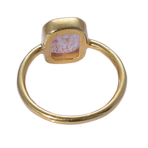 Sabyavi Ring Gold Sunstone Bezel Set Ring Sterling Silver