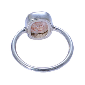 Sabyavi Ring Gold Sunstone Bezel Set Ring Sterling Silver