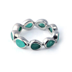 Green Onyx Bezel Set Ring Sterling Silver