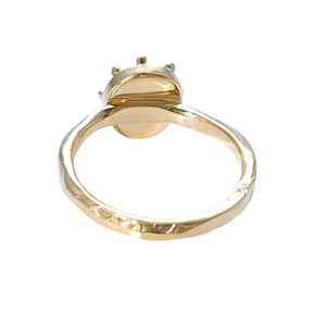 Sabyavi Ring Green Tourmaline Bezel Set Gold Plated Ring Sterling Silver