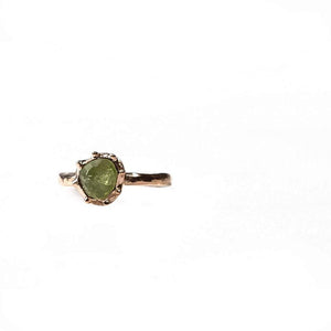 Sabyavi Ring Green Tourmaline Bezel Set Gold Plated Ring Sterling Silver