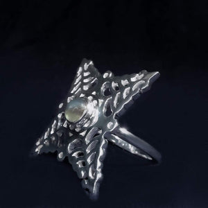 Sabyavi Ring Labradorite Arabesque Filigree Ring Sterling Silver