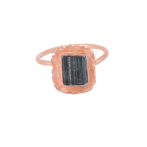 Sabyavi Ring Labradorite Textured Rose Gold Plated Ring Sterling Silver