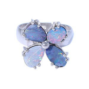Sabyavi Ring Opal and Pearl Prong Set Floral Ring Sterling Silver