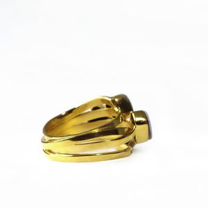 Sabyavi Ring Opal Cluster Bezel Set Ring Sterling Silver