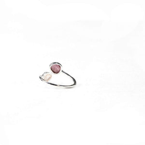Sabyavi Ring Pink and Yellow Tourmaline Ring Sterling Silver