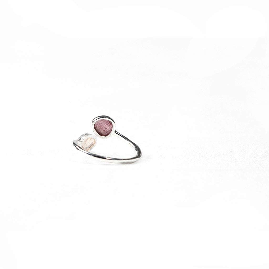 Sabyavi Ring Pink and Yellow Tourmaline Ring Sterling Silver