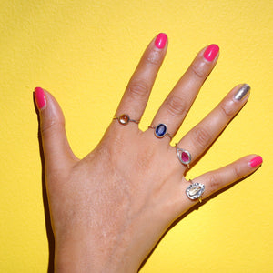 Sabyavi Ring Pink Tourmaline Bezel Set Rose Plated Ring Sterling Silver
